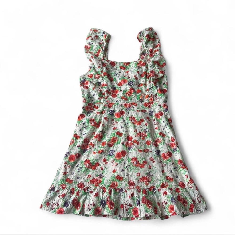 Francesca's Blue Rain Floral Print Babydoll dress